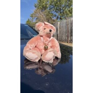 Hermann Pink Teddy Bear No 202 A Bell Ribbon Made in Germany
